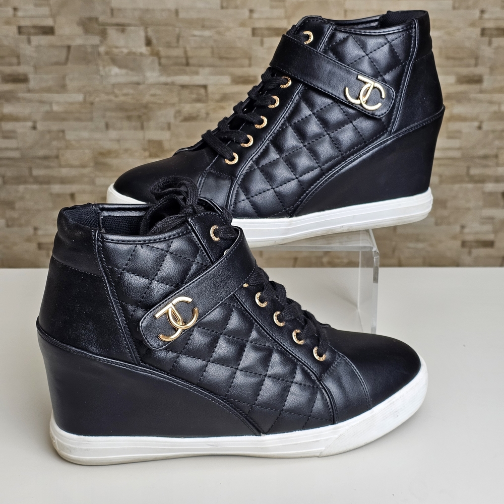 Juicy Couture Black Quilted Wedge Sneakers